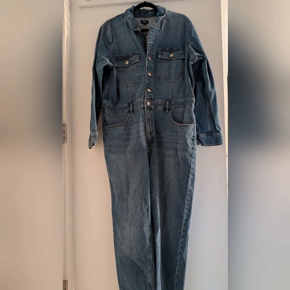 J Crew Denim Jumpsuit Size 16 - Picture 1 of 6